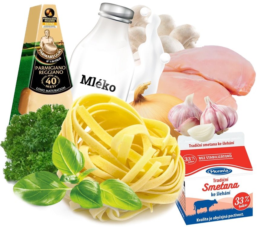 Tagliatelle pollo con hongos Tagliatelle pollo con hongos